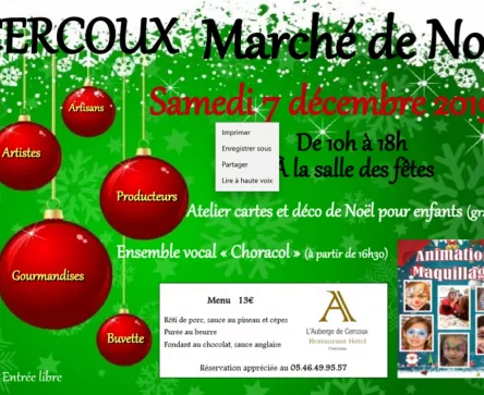 Marché de Noël à Cercoux en Charente Maritime
